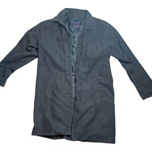 Vintage 90s Denim & Co Black Trench Raincoat Size M